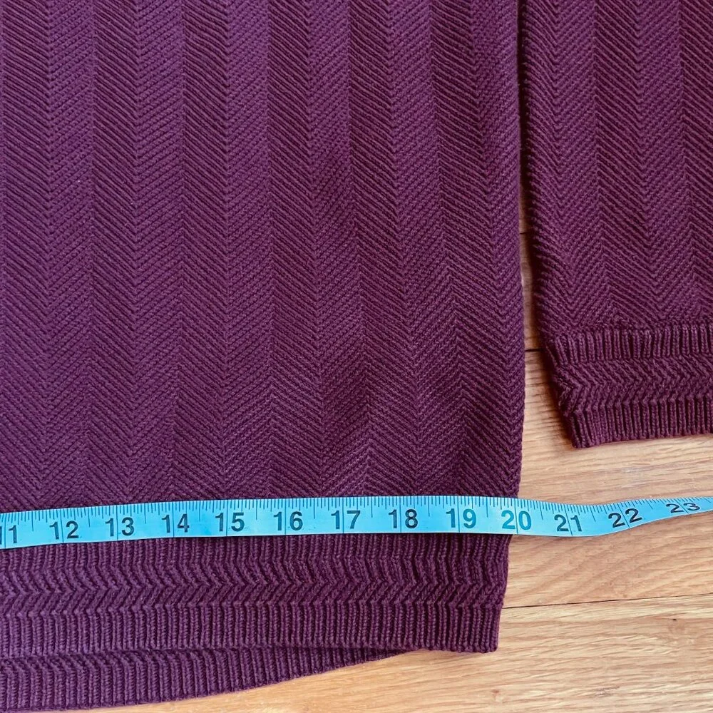 Vtg Chaps Ralph Lauren Herringbone Cotton Pullover Crewneck Sweater XL Burgundy